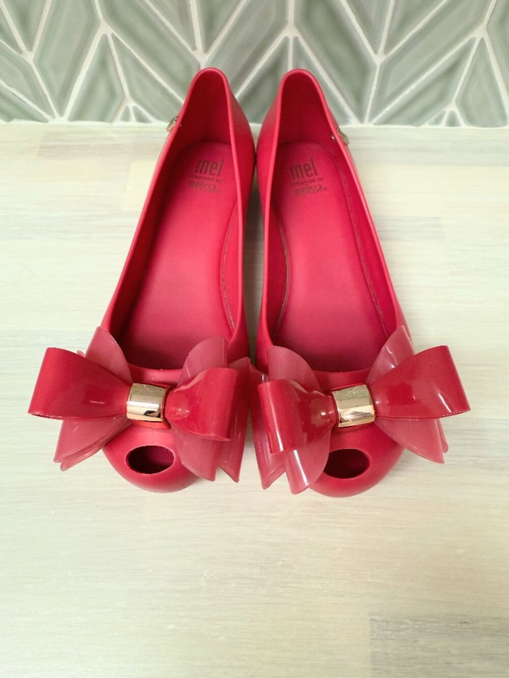 Mini Melissa Mel Ultragirl dark pink girls flats size 1